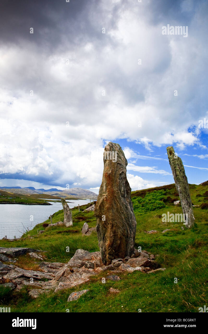 Standing Stones at Iarsiadar Isle of Lewis, Outer Hebrides, western isles, Scotland, UK 2009 Stock Photo