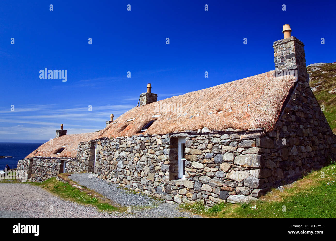 The Gearrannan Blackhouses Carloway Isle of Lewis, Outer Hebrides, western isles, Scotland, UK 2009 Stock Photo