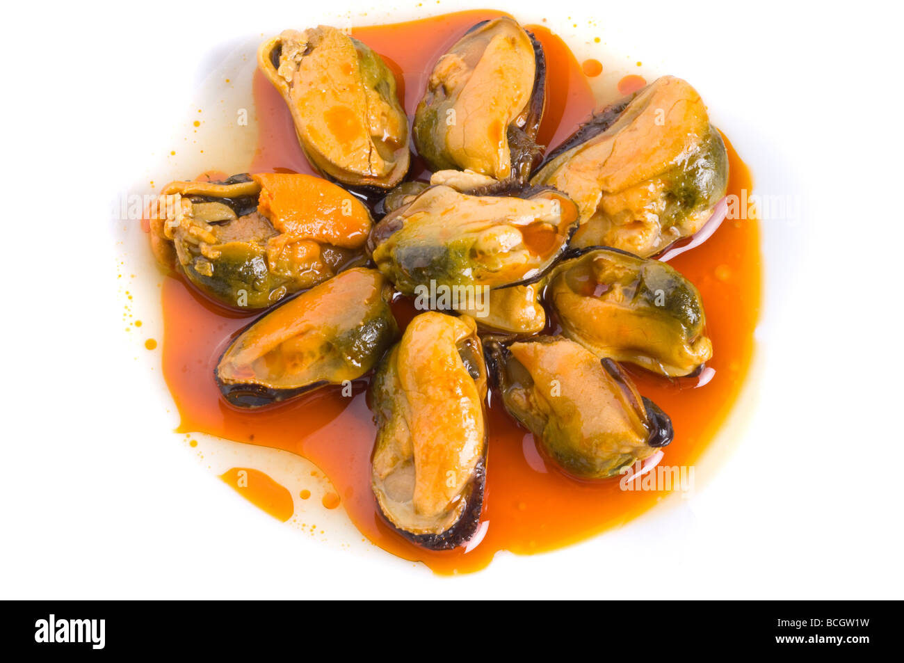 Mussels in red sauce Stock Photo Alamy