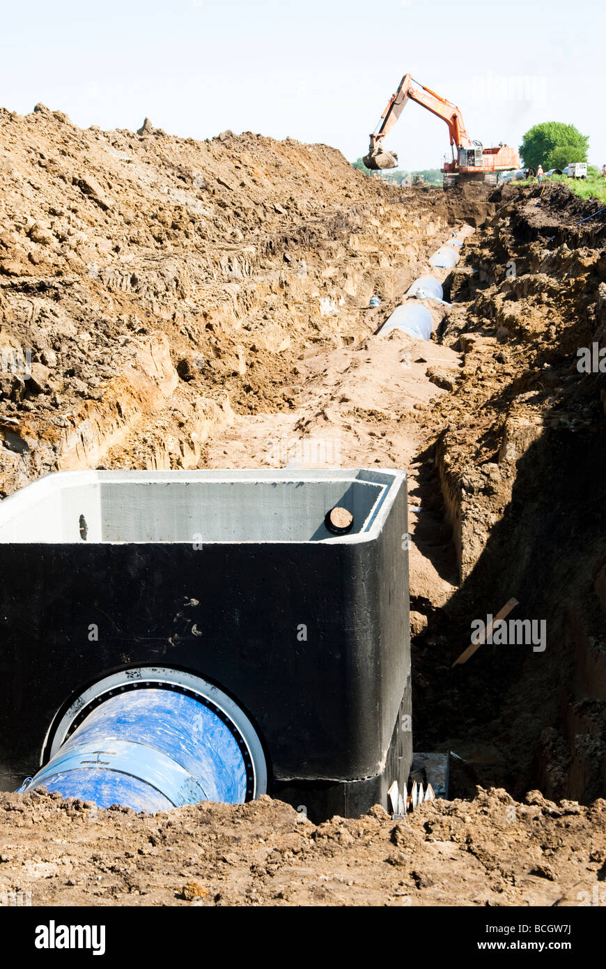 Water pipe being laid at the Louis Clark Regional Water System pipeline