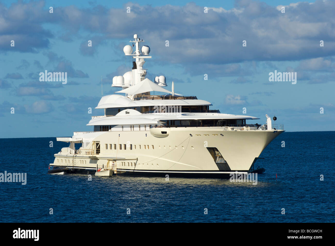The large yacht 'Pelorus' anchored in St. Bart's 2009. Stock Photo