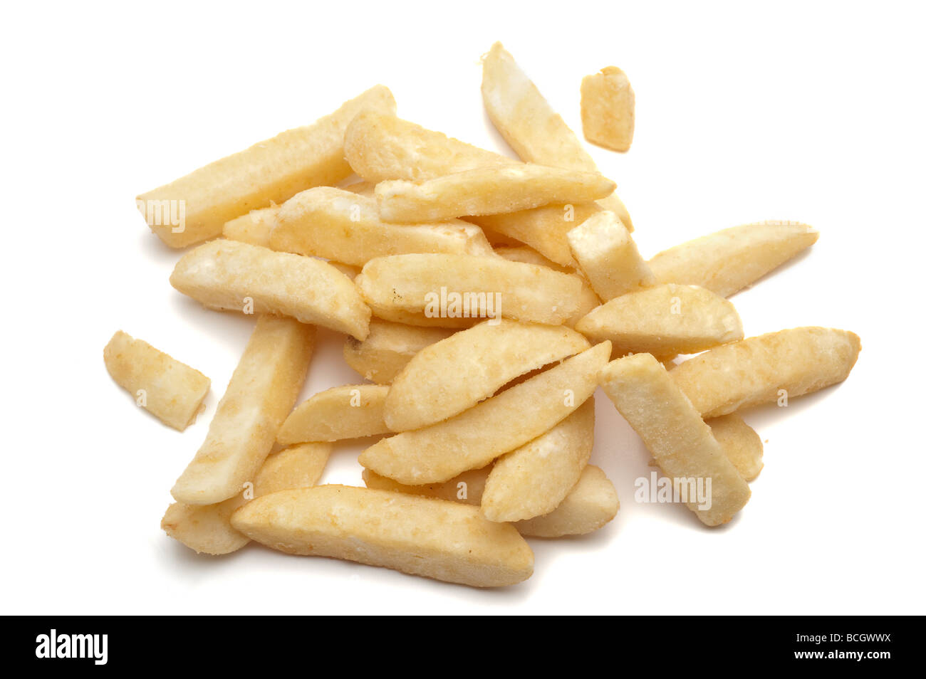 Pile of frozen 'oven ready' chips Stock Photo