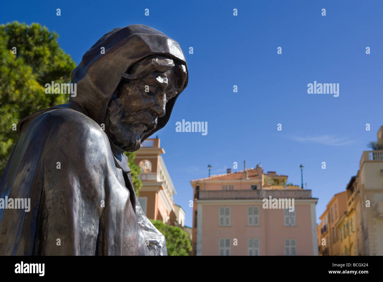 Statue of Francois Grimaldi as a monk Monaco monte carlo Stock Photo