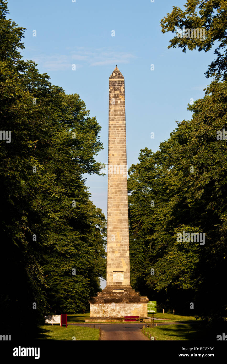 The Obelisk on the Long Avenue Castle Howard near Malton Ryedale North Yorkshir Stock Photo