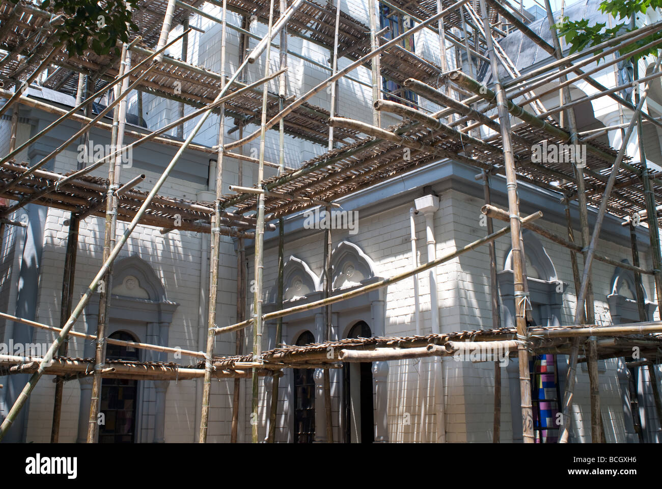 Bamboo scaffolding at the St Nicholas Church Shanghai China Stock Photo