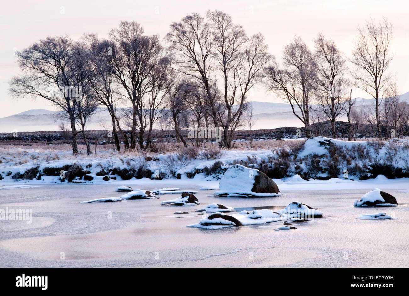 Sunrise on Loch Ba, Glencoe, Scotland, UK Stock Photo