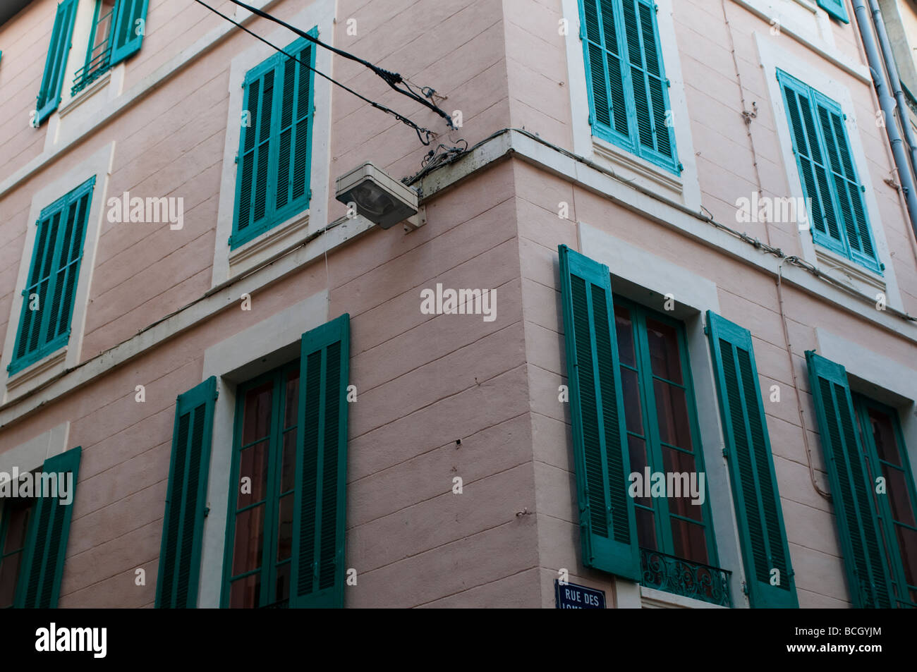 Nimes Windows with green shutters France Stock Photo
