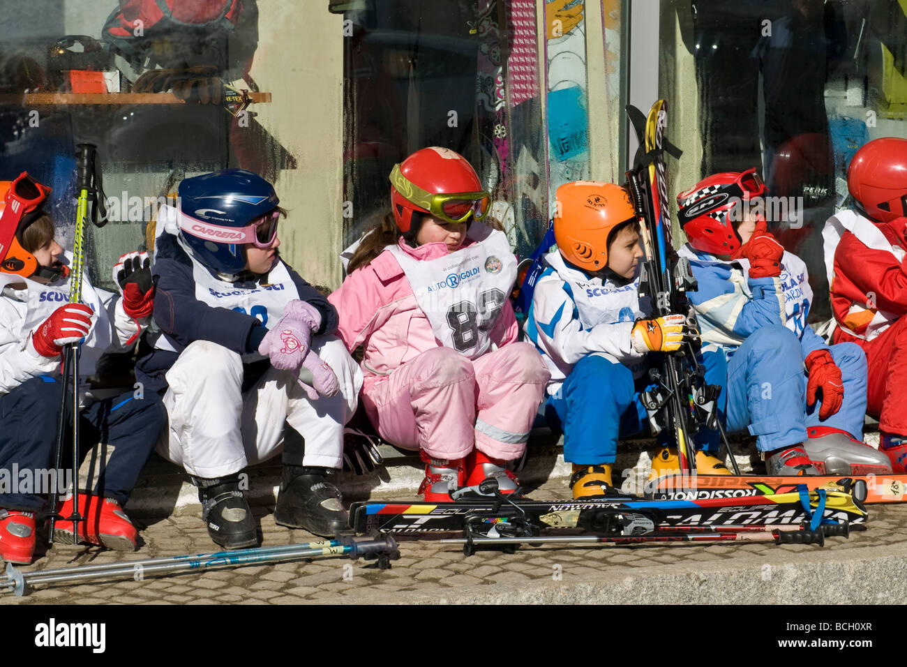 Ski School Gressoney la Trinitè Aosta Italy Stock Photo