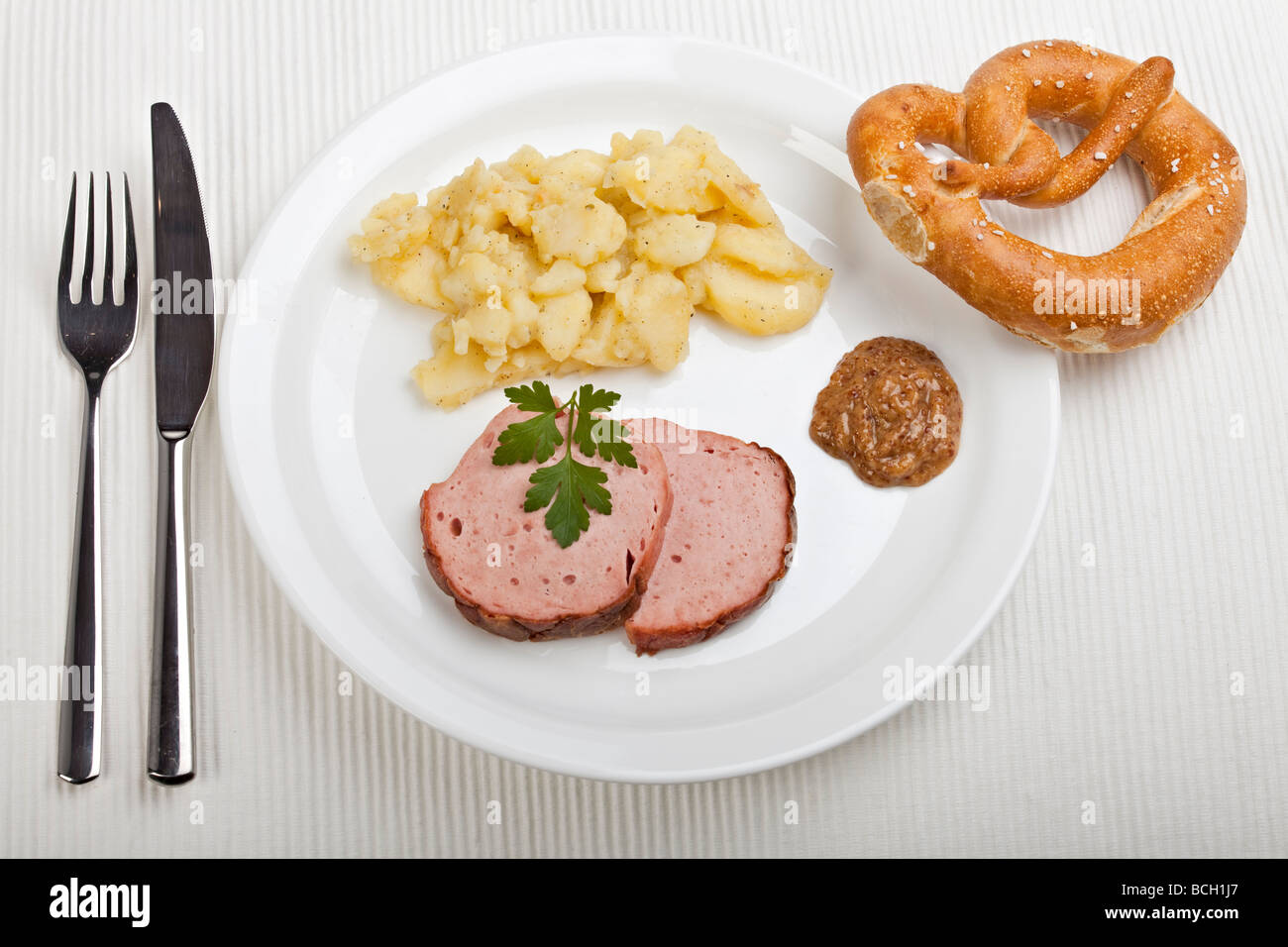 meatloaf and potatoe salad Stock Photo Alamy