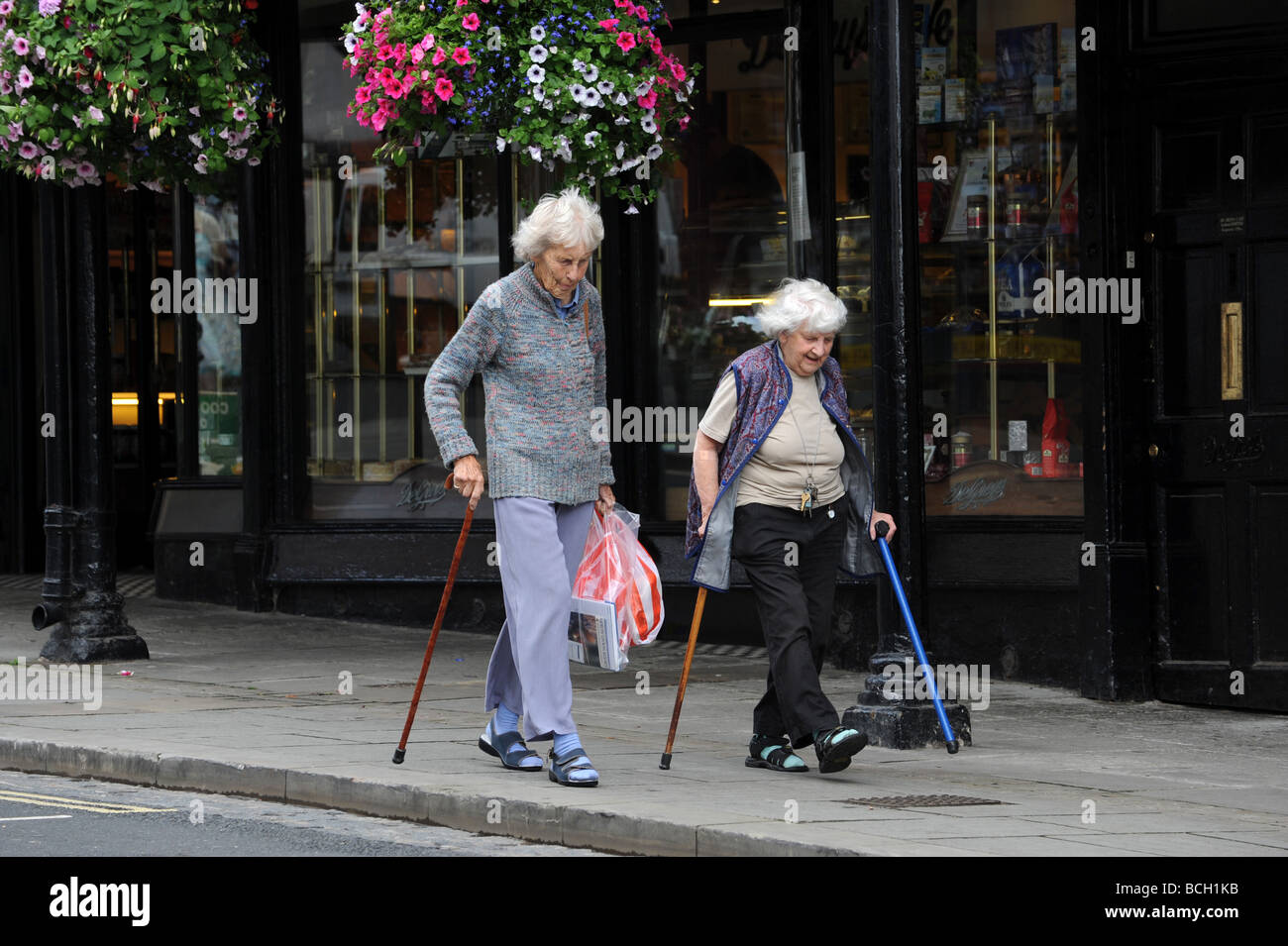 Two elderly ladies out walking Stock Photo