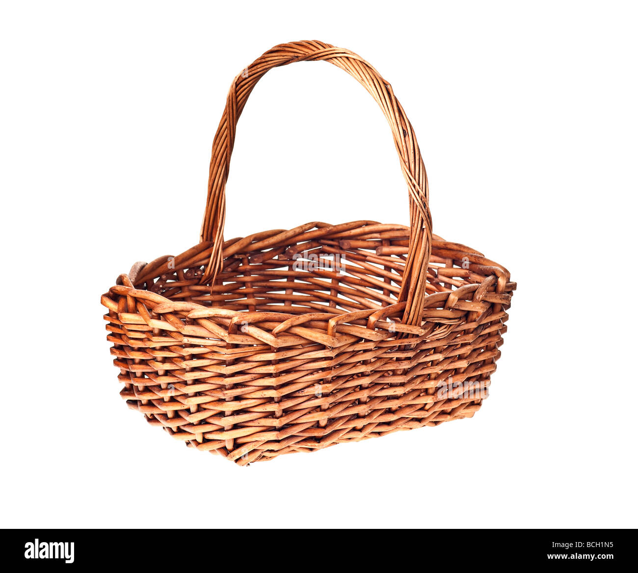 brown wicker basket isolated on white background Stock Photo - Alamy