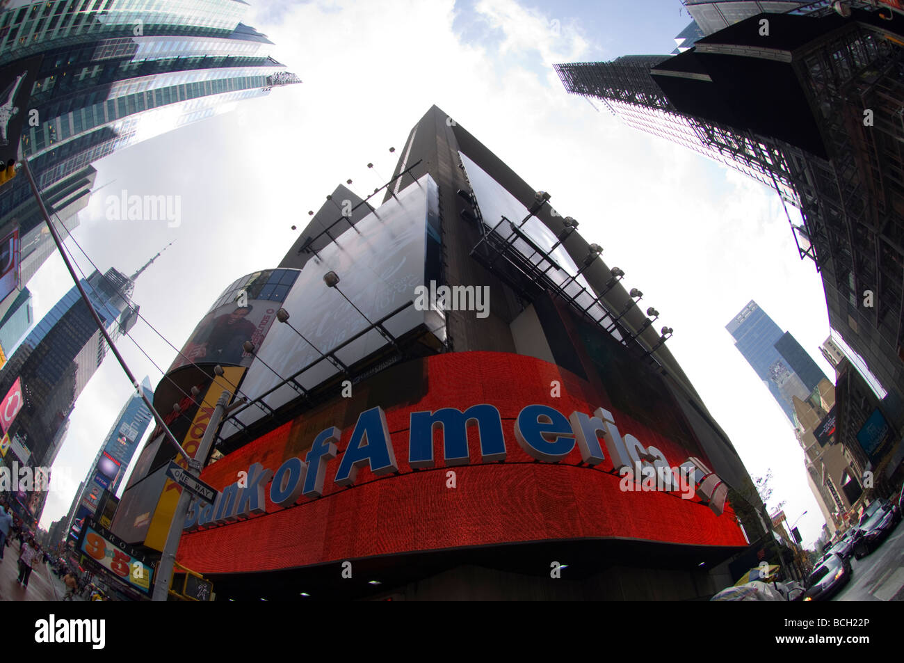 The Bank of America illuminated sign in Times Square in New York on Thursday July 2 2009 Frances M Roberts Stock Photo