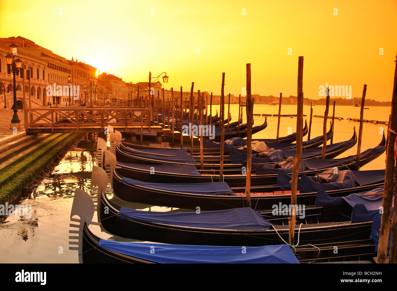Venice gondolas at sunrise Stock Photo - Alamy