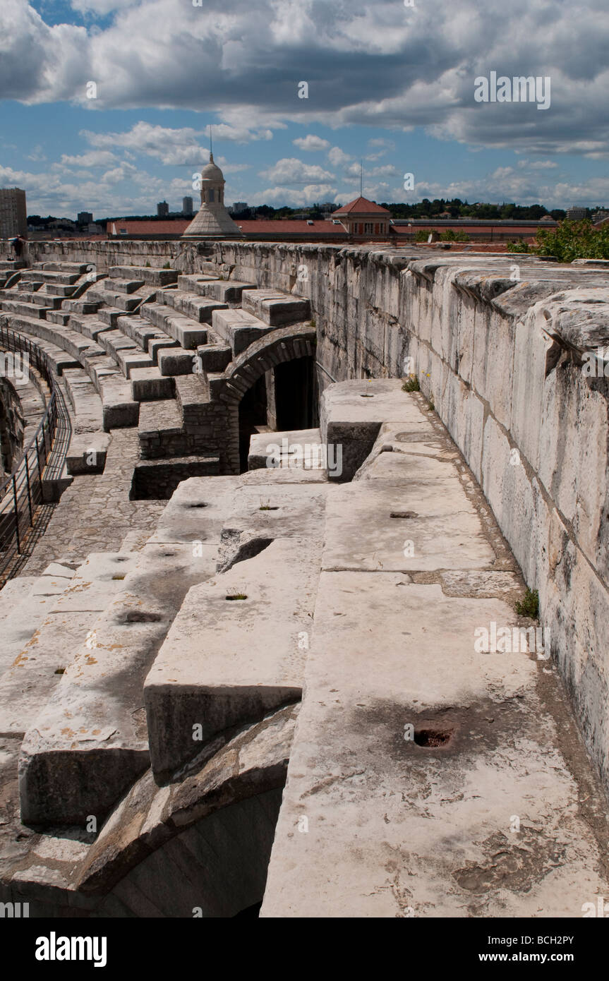 Roman arena Les Arenes Amphitheatre in Nimes France Stock Photo