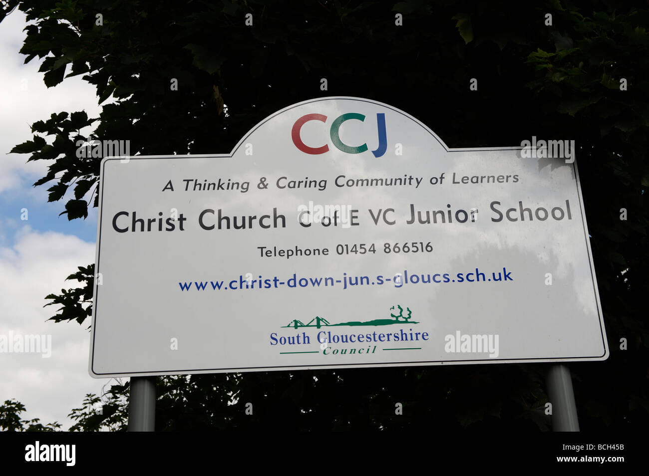 School Staple Hill Christ Church C of E Junior school sign Stock Photo
