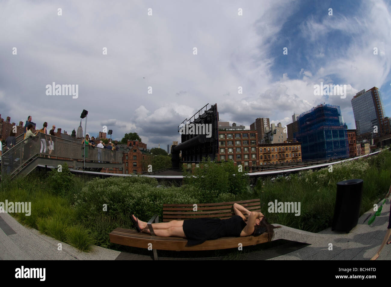 The new High Line Park in the New York neighborhood of Chelsea Stock Photo