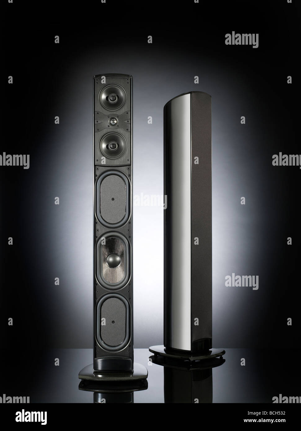 Home Audio Loud speakers vertical Stock Photo
