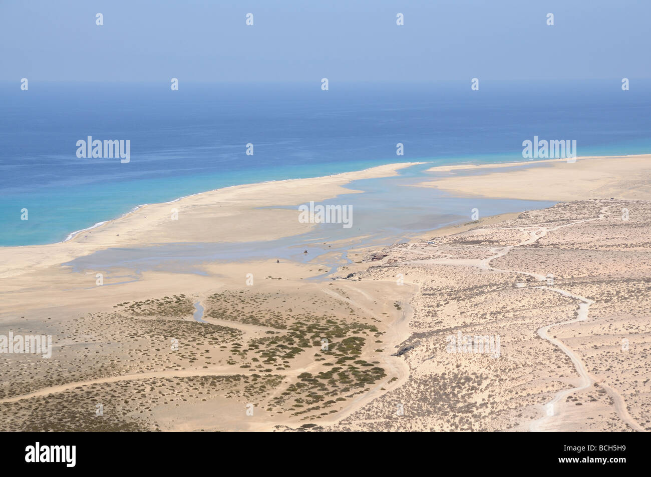 Aerial view of Sotavento beach, Canary Island Fuerteventura, Spain Stock Photo