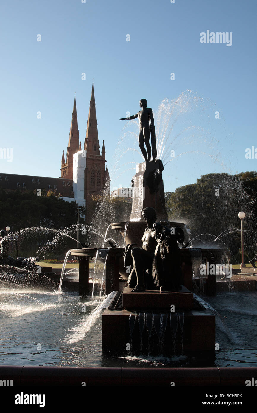 The Archibald Fountain And St Mary S Church By Hyde Park In Sydney New South Wales Australia