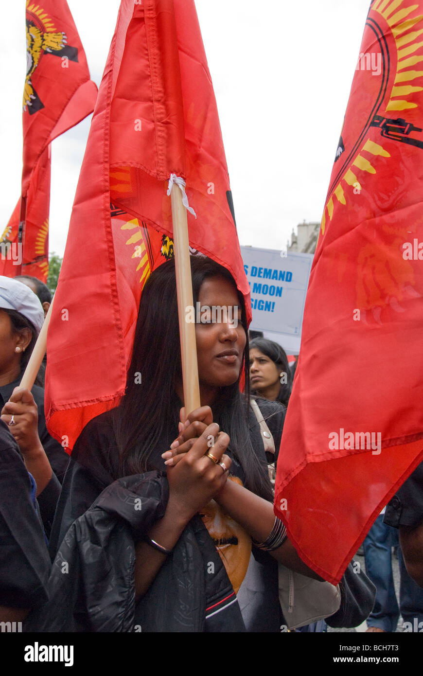 100,000 Tamils Protest in London over Sri Lanka's concentration camps and genocide 20th June 2009 Stock Photo