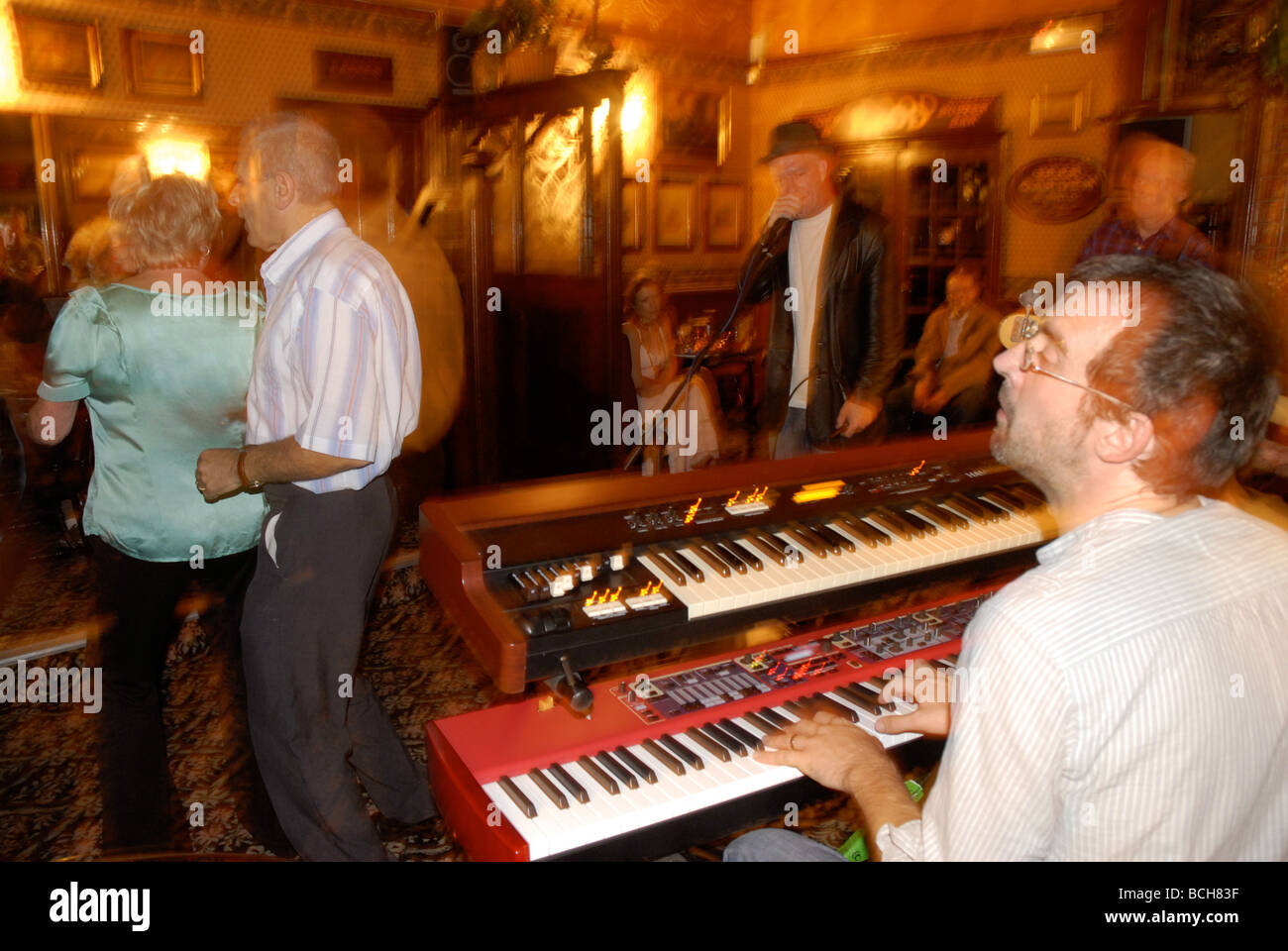 dancing and entertainment inTraditional English pub Stock Photo