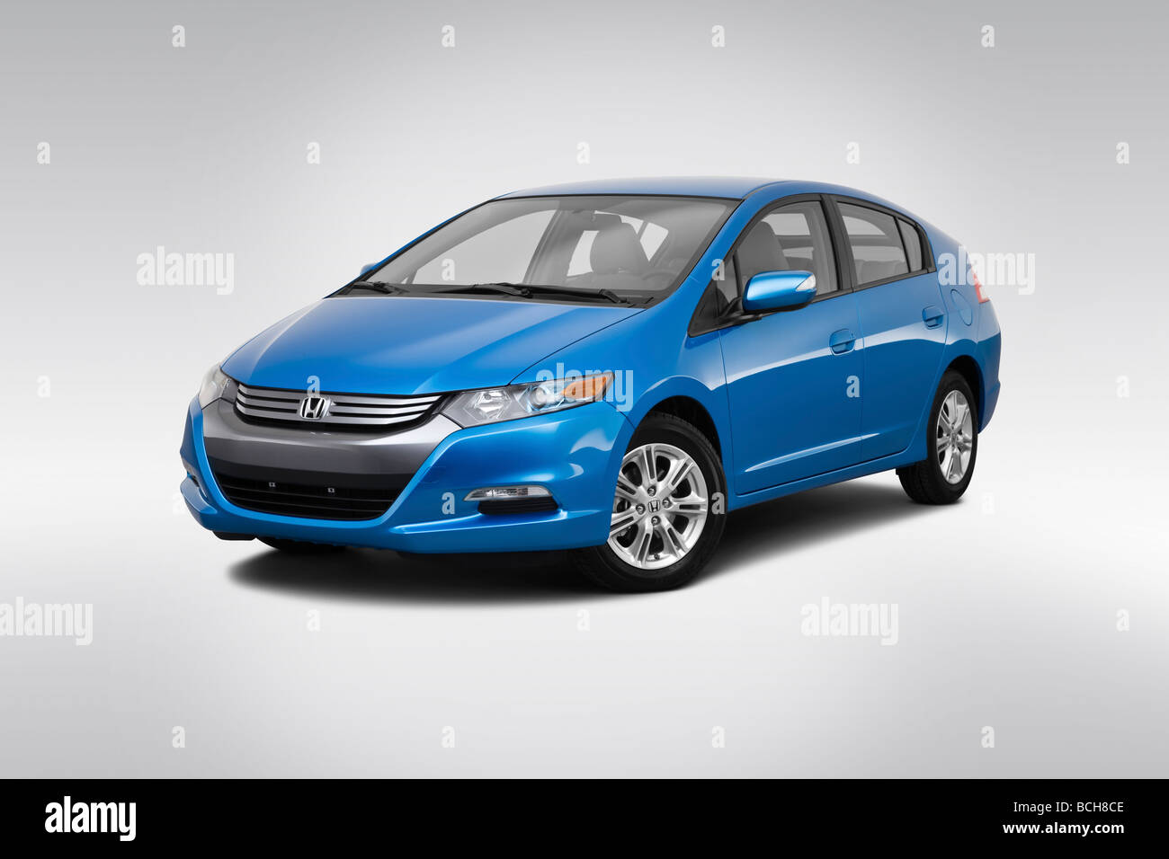 2010 Honda Insight Hybrid EX in Blue - Front angle view Stock Photo