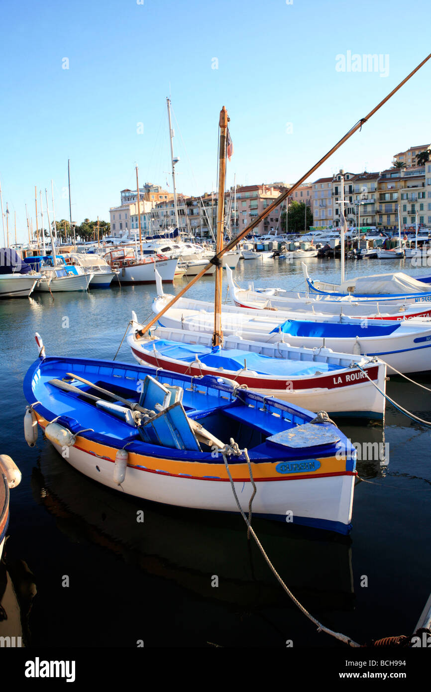 Traditional fishing boats in the old harbour Souqeut Cannes Stock Photo