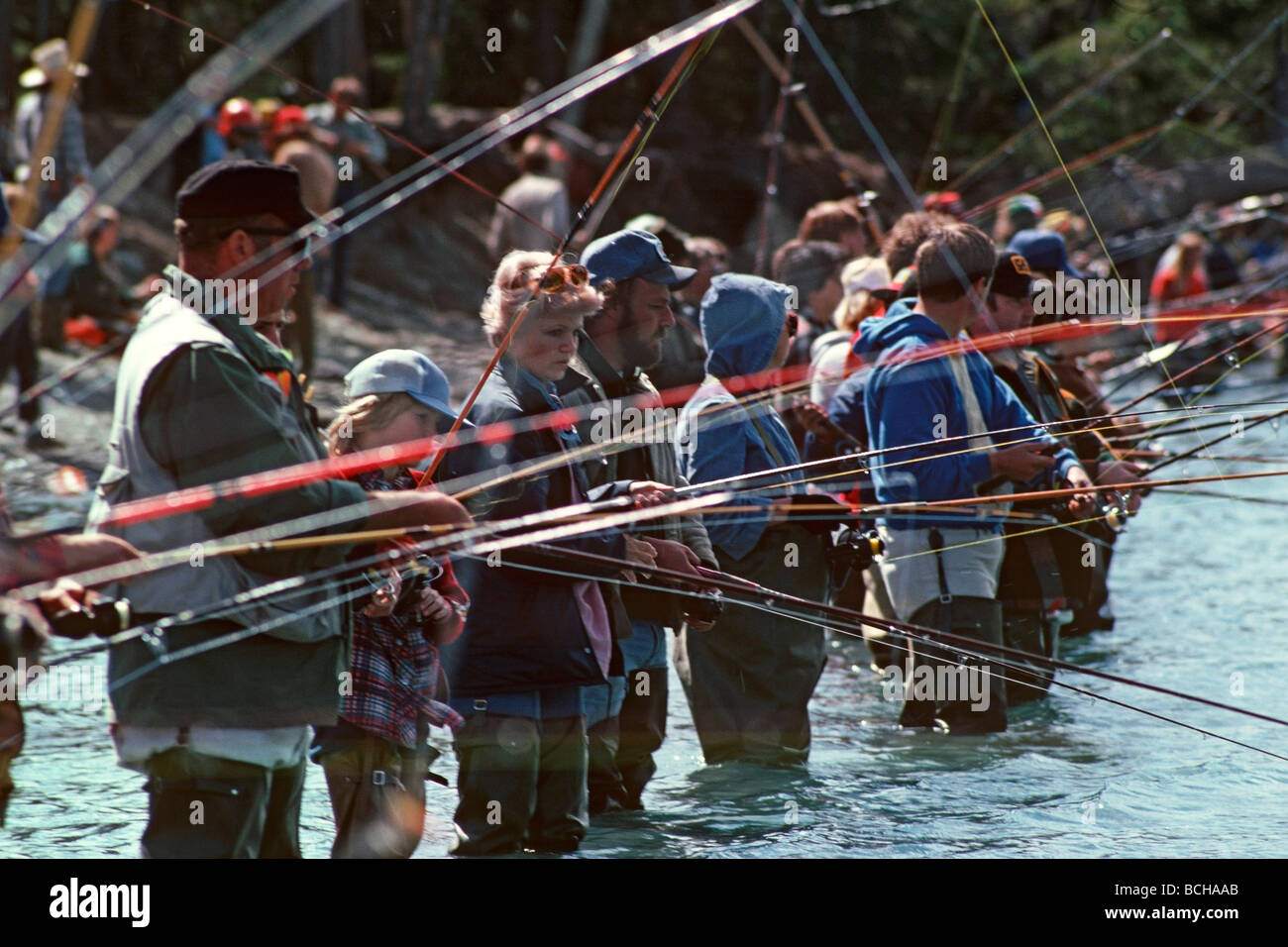 Combat Fishing on Banks of Russian River KP Alaska Stock Photo Alamy