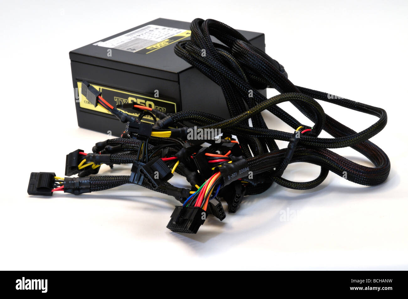 Computer power supply with cables Stock Photo Alamy