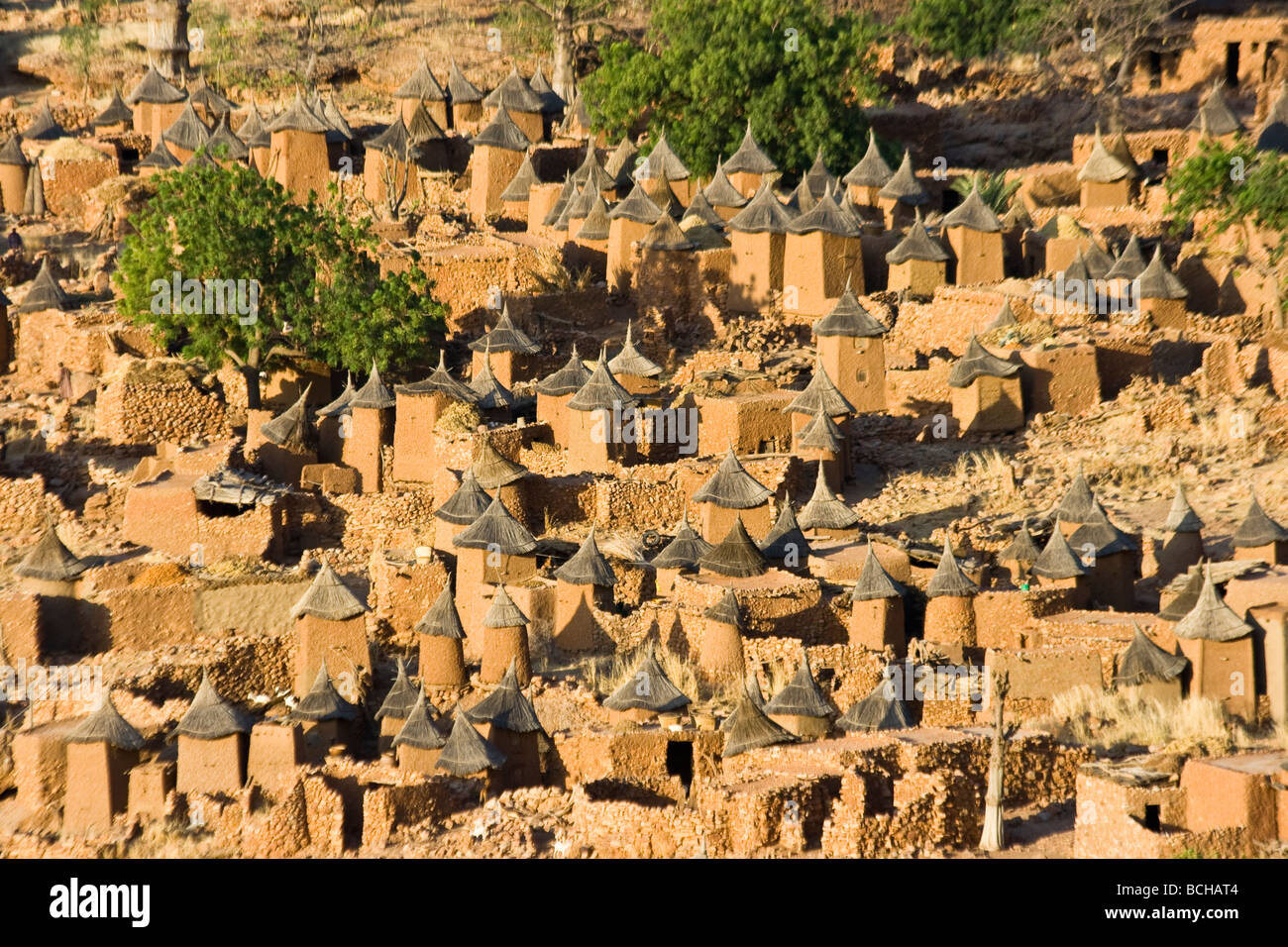 Traditional Village Huts in Na Youga in Pays Dogon in Mali Stock Photo