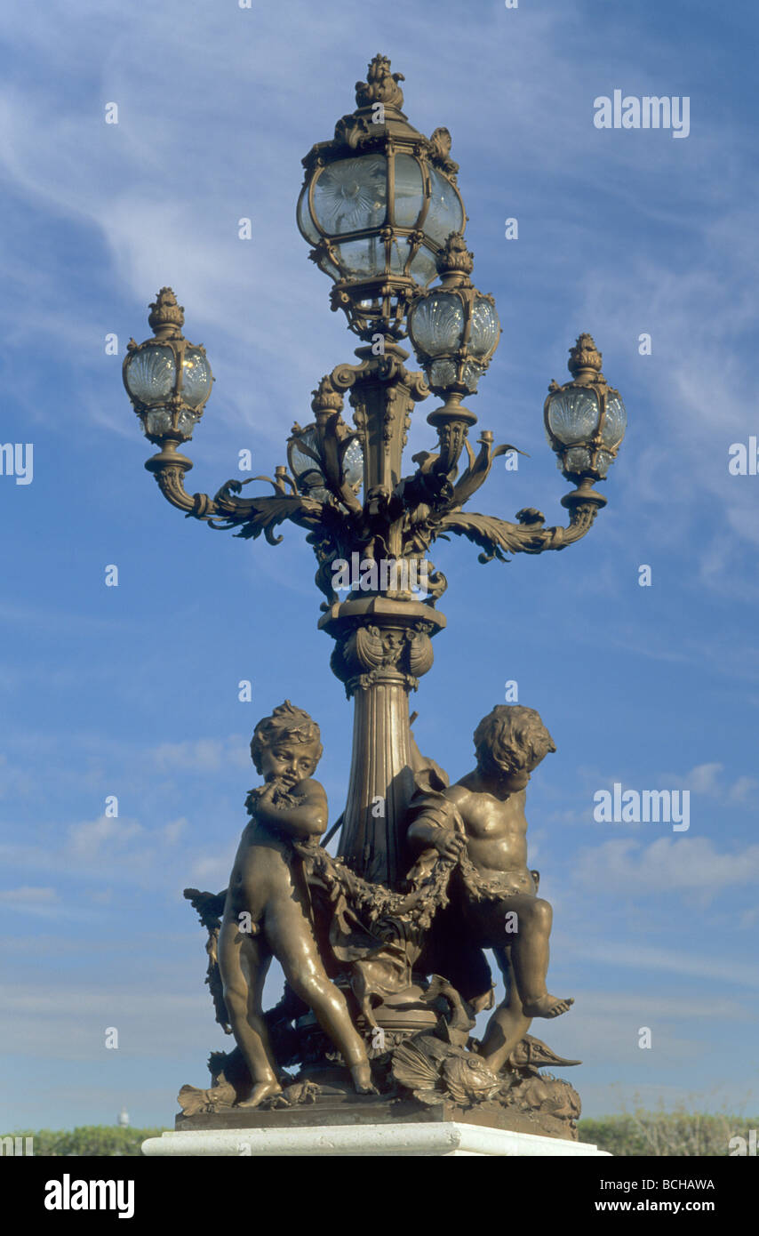 Statuary at Pont Alexandre III in Paris France Stock Photo