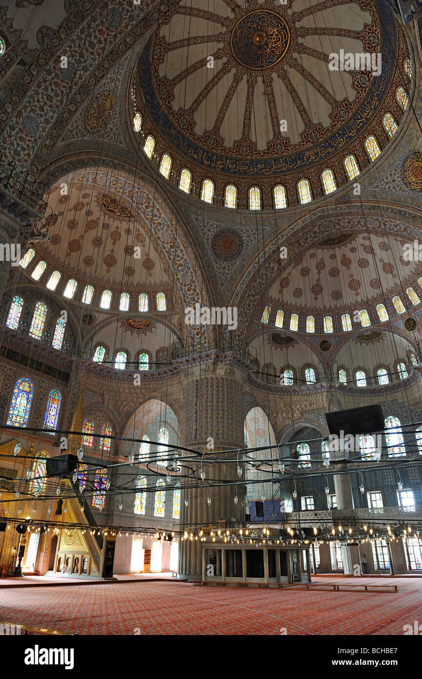 Interior View of Blue Mosque Sultan Ahmed Mosque Islanbul Turkey Stock ...