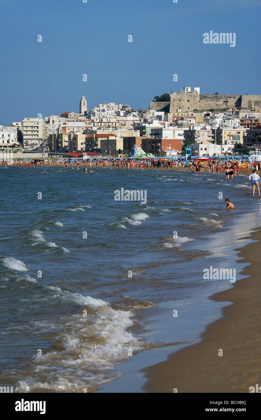 Vieste Puglia Italy Gargano Region Sandy beaches the town of Vieste Stock Photo