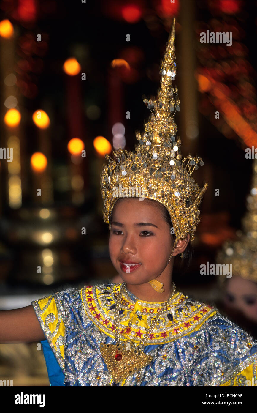 Thai Dancer at Wat Phanang Choen Temple Ayuttaya Thailand Stock Photo
