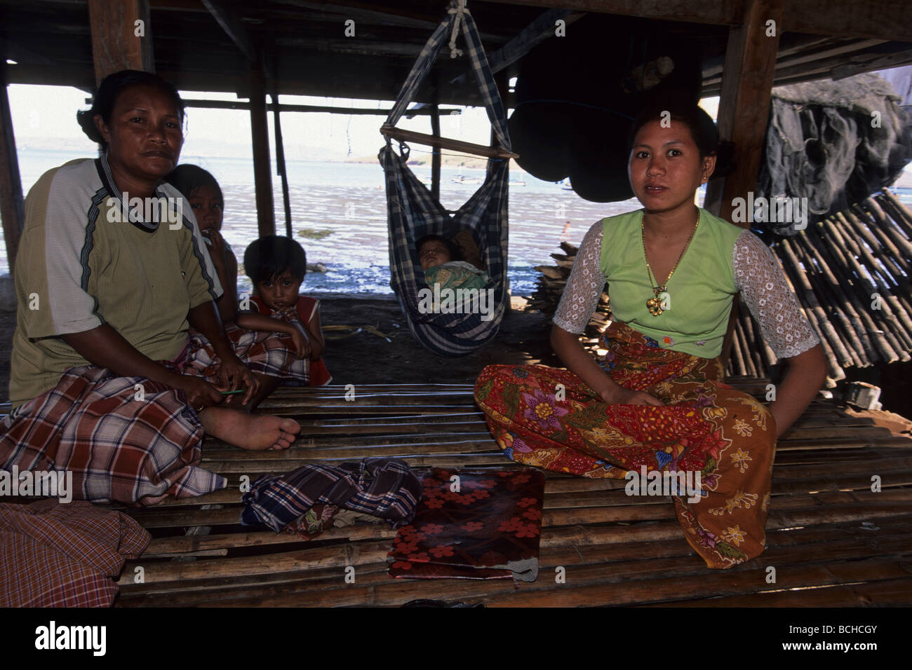 Family on Komodo Island Komodo National Park Lesser Sunda Islands UNESCO World Heritage Site Indonesia Stock Photo
