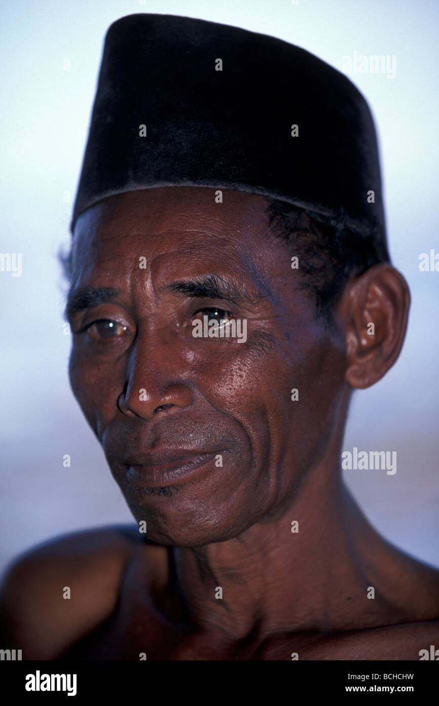 Portrait of Villager on Komodo Island Komodo National Park Lesser Sunda Islands UNESCO World Heritage Site Indonesia Stock Photo