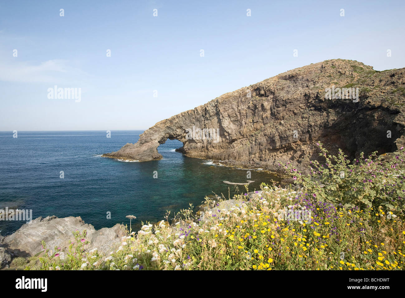 Elephant Arch on Pantelleria Island Mediterranean Sea Italy Stock Photo