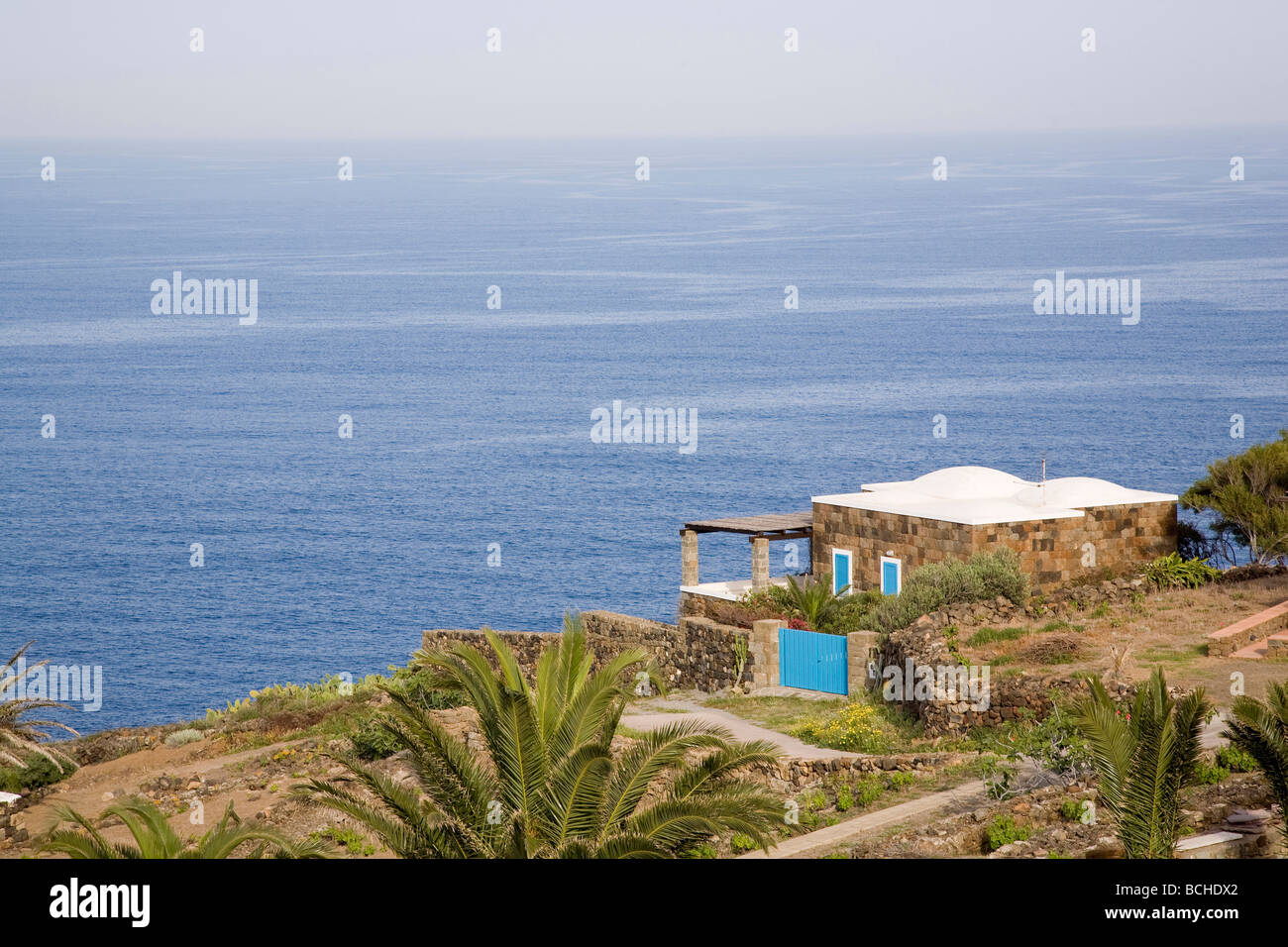 Typical local Stone House Dammuso on Pantelleria Island Mediterranean Sea Italy Stock Photo