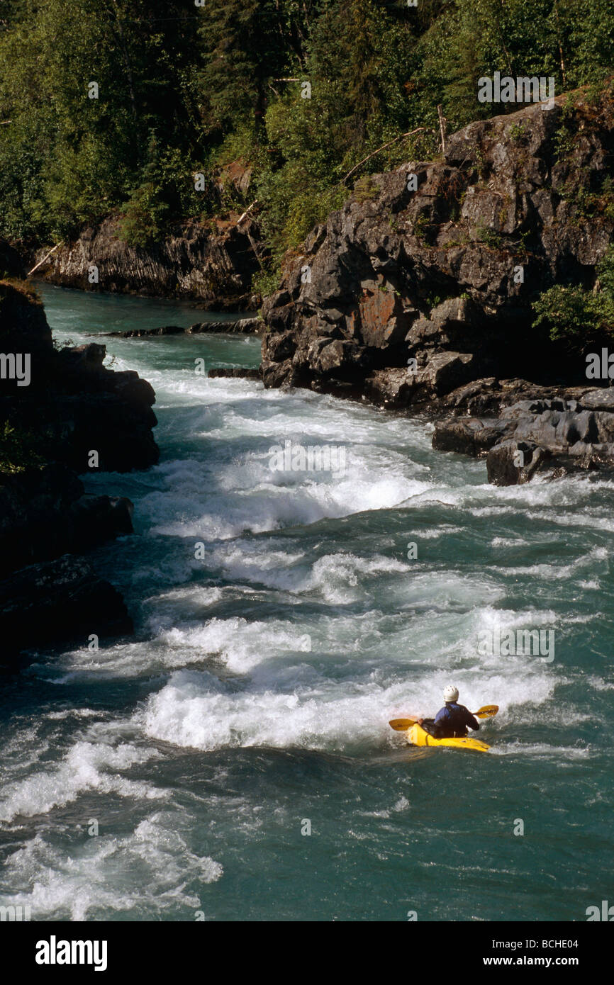 Man Whitewater Kayaking in Six Mile Creek Chugach NF Stock Photo Alamy