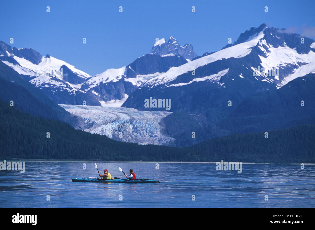 Sea Kayaking in Favorite Channel Herbert Glacier SE Stock Photo