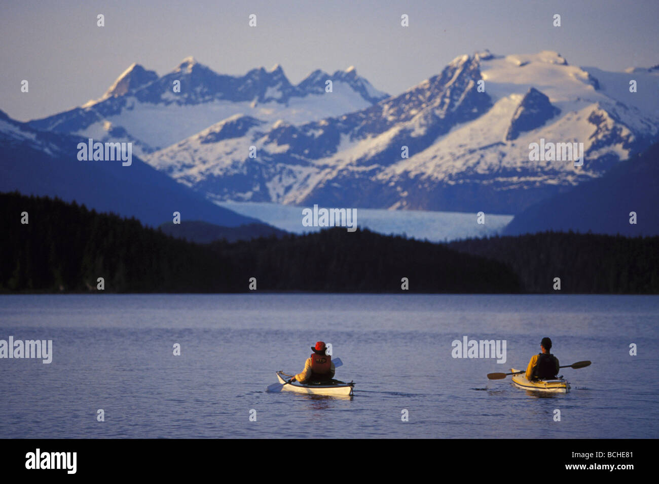 Kayakers in Favorite Passage SE Alaska Summer/nInside Passage Stock Photo
