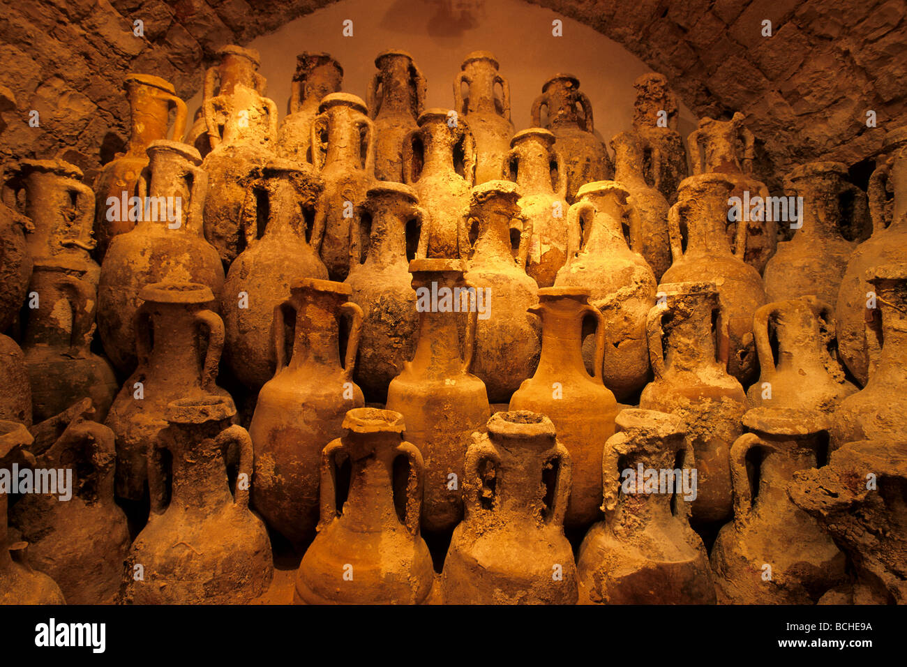 Museum with ancient Amphoras on Vis Island Dalmatia Adriatic Sea Croatia Stock Photo