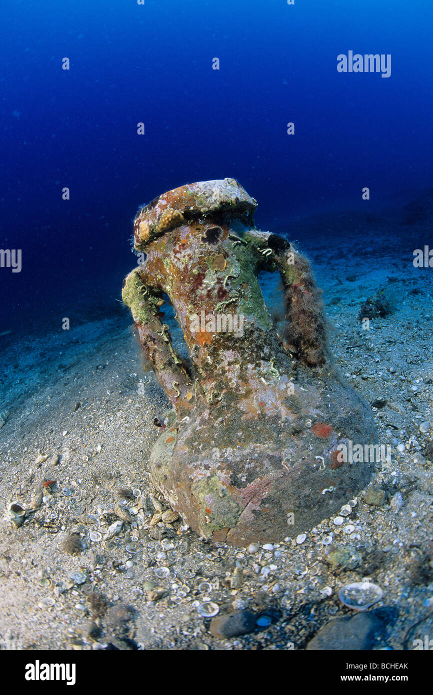 Ancient Amphora on Sea Bottom Vis Island Dalmatia Adriatic Sea Croatia Stock Photo