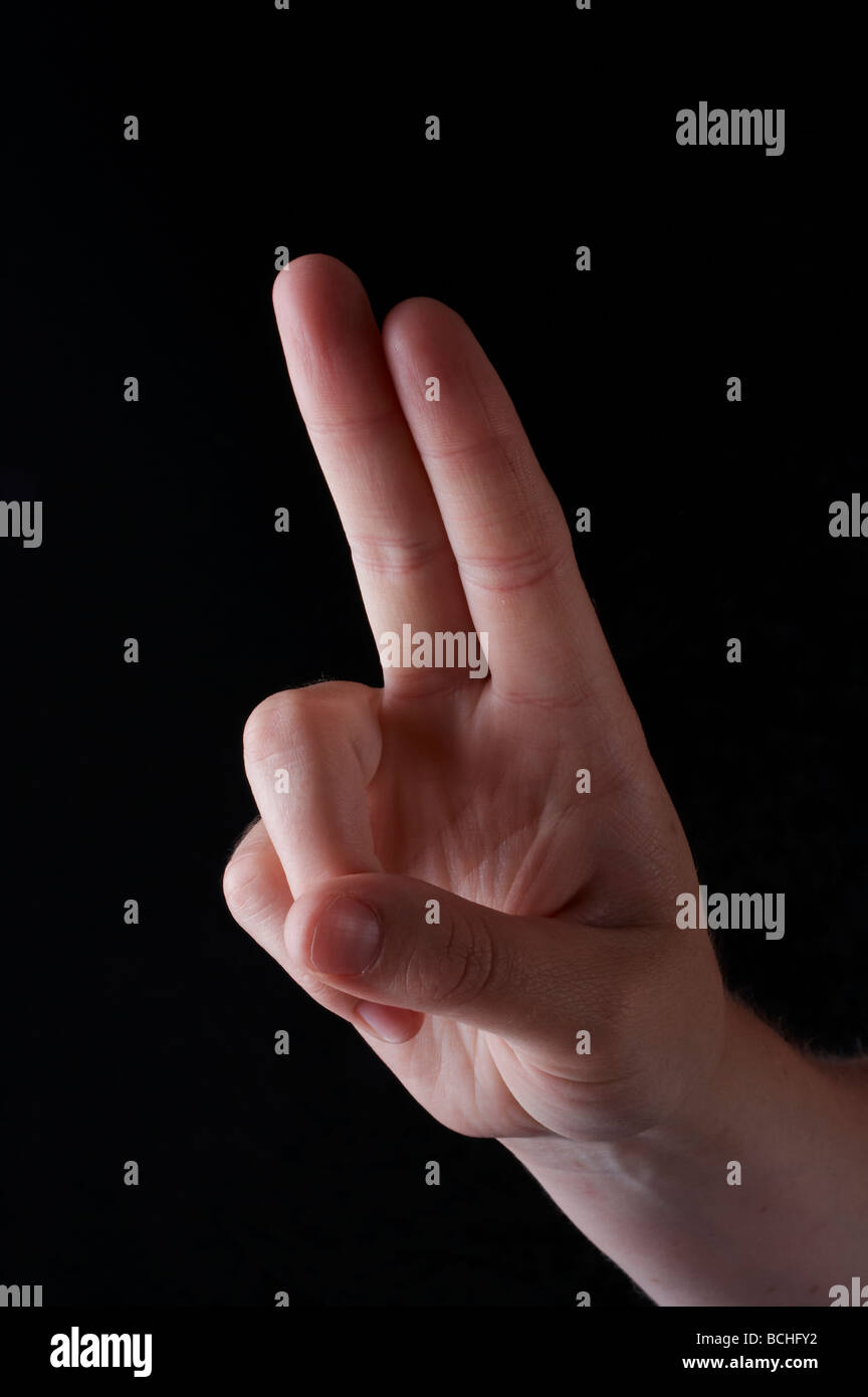 American Sign Language letter U Stock Photo - Alamy