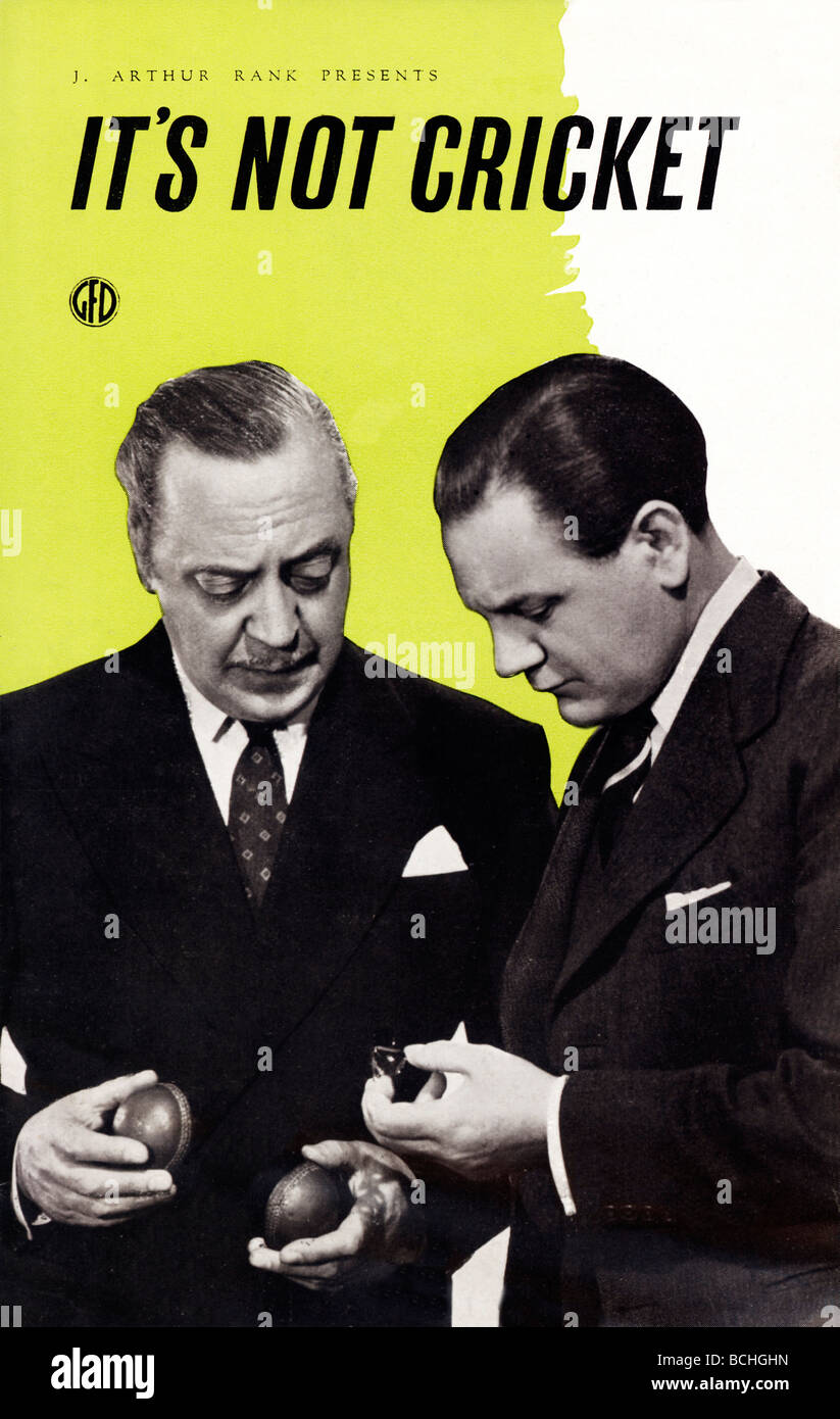 Its Not Cricket Basil Radford and Naunton Wayne on the cover of the brochure for the English 1949 crime comedy Stock Photo