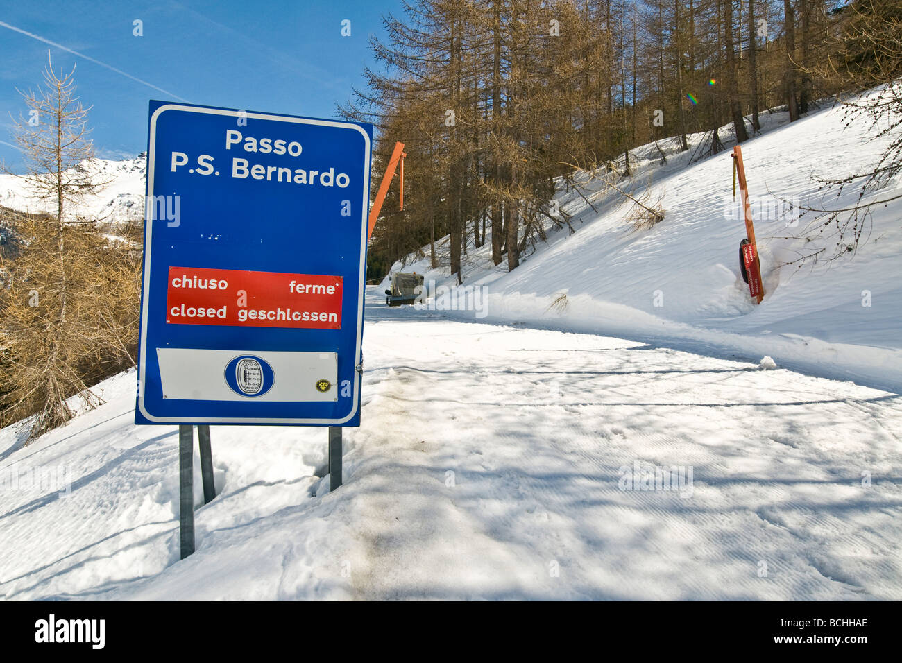 Road of Little St Bernard Pass La Thuile Aosta Italy Stock Photo