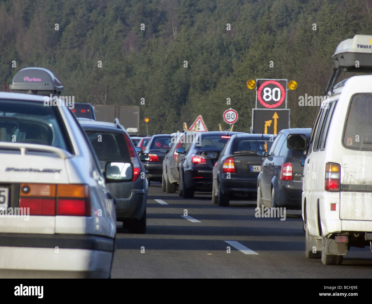 Traffic jam in highway Germany Stock Photo Alamy