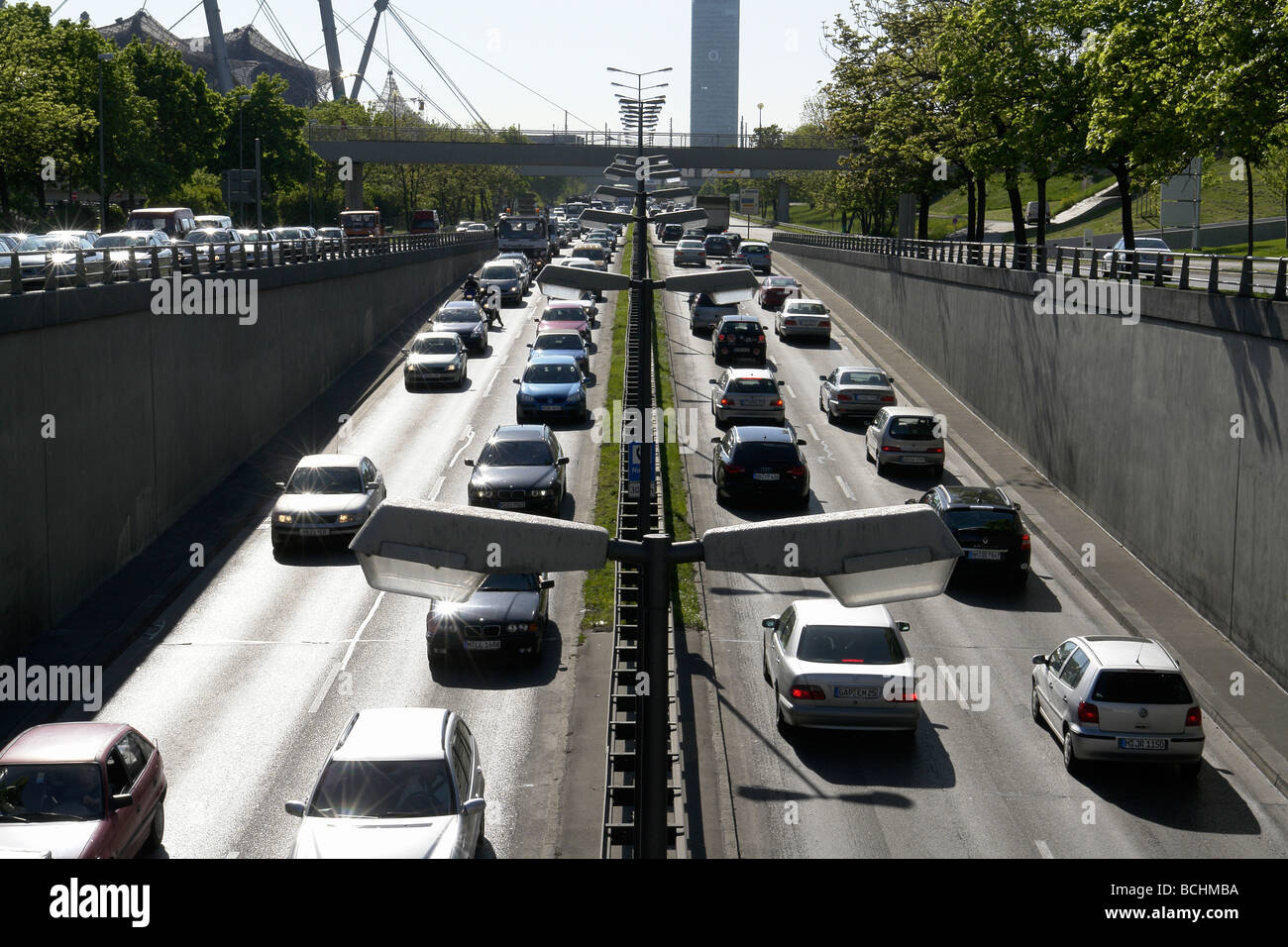 Traffic in Midday Munich Bavaria Germany Stock Photo