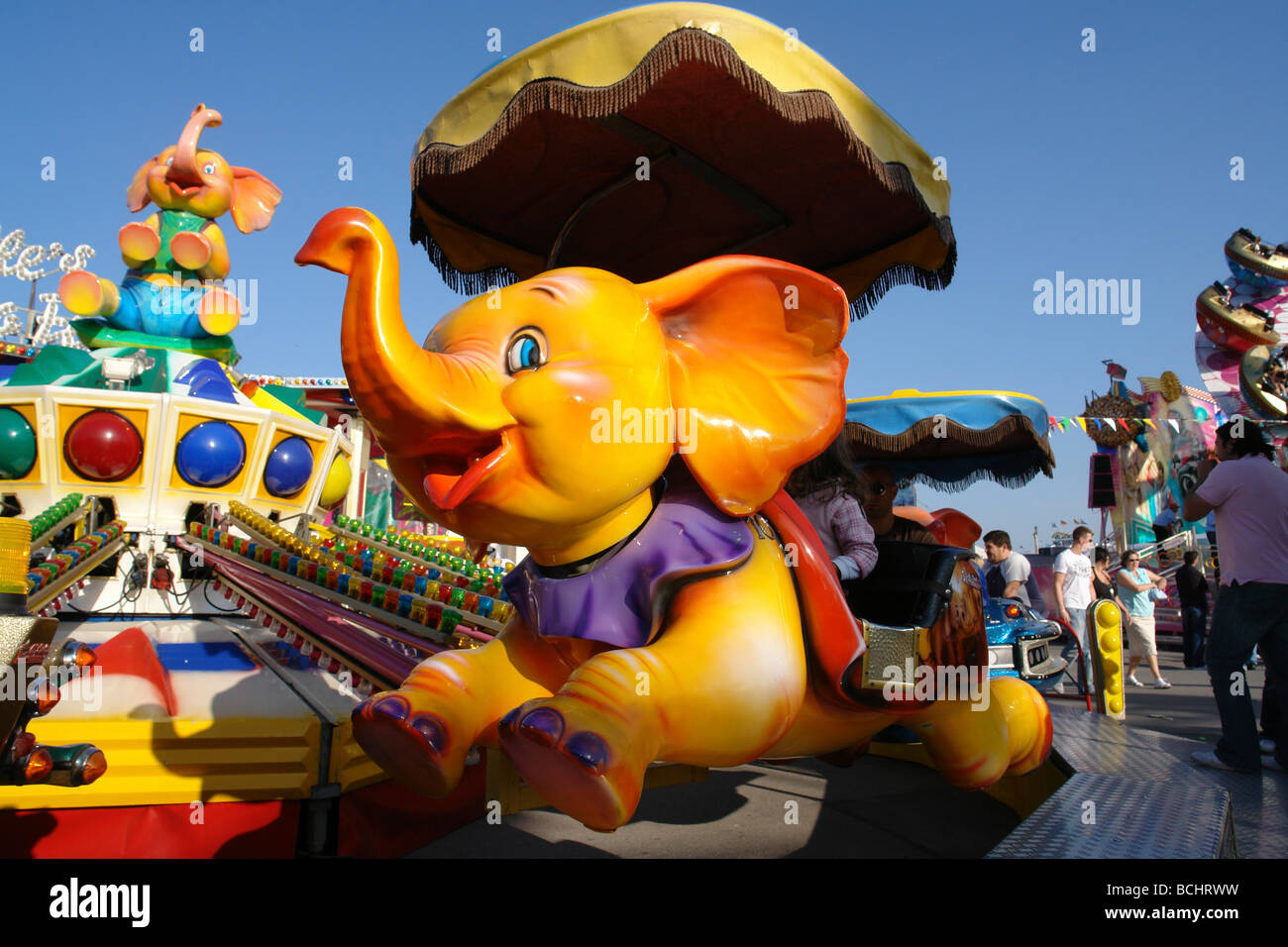 Elephant carousel in spring festival Munich Bavaria Germany Stock Photo