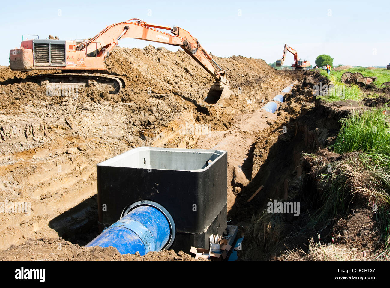 Water pipe being laid at the Louis Clark Regional Water System pipeline